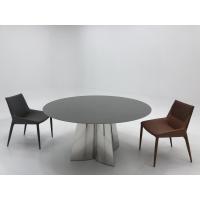China Metal Cross Leg Marble Dining Table Round  Grey Marble Dining Table And Chairs on sale