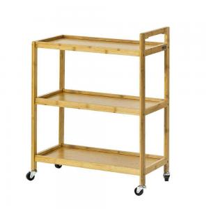 China 3 Tier Storage Bamboo Kitchen Shelf / Rack 58.1x30.2x76.4cm With Wheels supplier