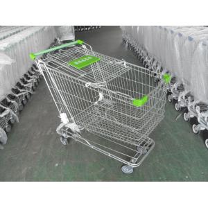 180 Liter Steel Wire Grocery Store Shopping Cart , 4 Wheel Shopping Trolley
