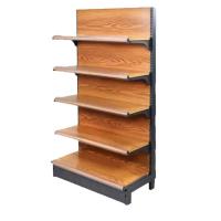 China Customized Wood Grain Shelving Transfer Heavy Duty Shelves For Retail Store on sale
