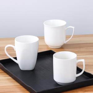 China Simple Style Home White Ceramic Water Office Tea Cup Stackable Coffee Mugs supplier