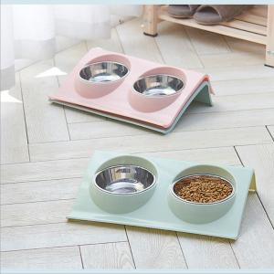 China Fashionalbe Pet Food Feeder / Combination Double Bowl Thick Non - Tasteless supplier