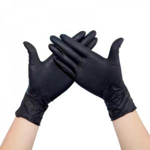MSDS TDS Black Powder Free Nitrile Gloves For Examination Fingertip Textured