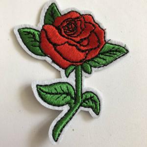 China Rose Flower Butterfly Custom Woven Badges Patches for Garment Clothing supplier