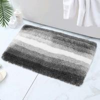 China Polyester Non Slip Shaggy Microfiber Chenille Rug Striped Design on sale