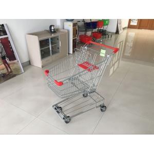 China Red Wire Shopping Trolley With zinc plated clear coating 80L Asian Style supplier