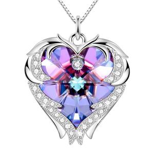 China Purple Sterling Silver Heart Pendant Necklace supplier