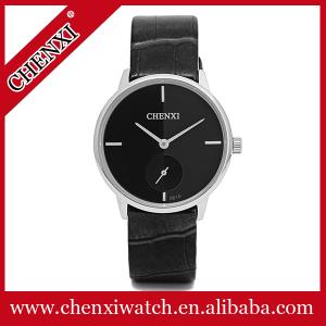 China Rose Gold Silver High Quality Leather Watch Original Quartz Watch Man Stainless Steel Caseback CHENXI Watch supplier