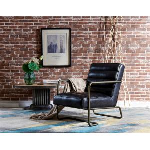 Loft Slate Modern Black Leather Chair , Leather Accent Chairs Golden Metal Legs