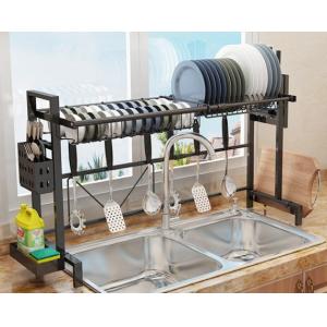China Matt Black Adjustable Over Sink Dish Rack Stainless Steel Material 600x280x560mm Size supplier