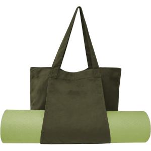 Large Durable Green Color Cotton Sports Duffel Bag With Shoes Compartment Pocket
