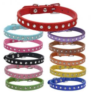 China Bling Girl Puppy Kitten Collars With Crystal Diamond Colorful supplier