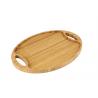 Oval Shape High Quality Bamboo wood serving tray with handles bamboo serving