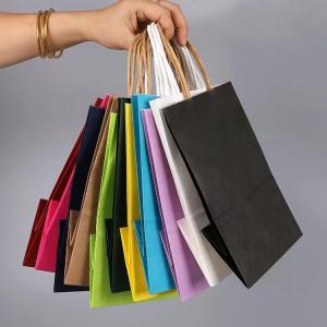 Custom Logo Printed Paper Shopping Bags Paper Grocery Bags With Handles