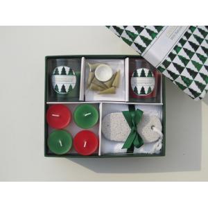 Red & Green  Cinnamon chai  fragrance scented tealight candle & glass candle  packed into gift box