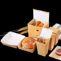 Collapsible Fried Chicken Takeaway Boxes Kraft Paper Material Vent Hole Design