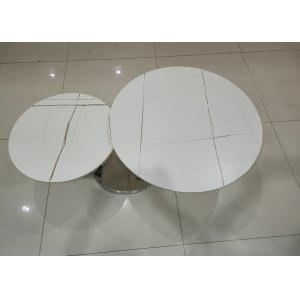 Stainless Steel 80cm 55cm Round Rotating Coffee Table