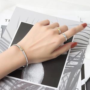 Silver Bangle Bracelet With Interchangeable Charms Rhodiumplated