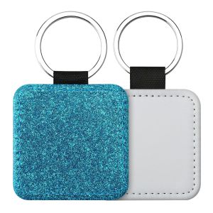 China Porte-clés par sublimation en cuir vierge coloré, simple face, pailleté, porte-clés personnalisé wholesale