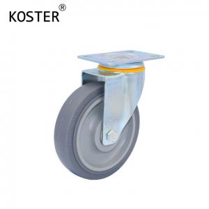 110kg 3inch to 5inch Industry Trolley Grey Polyurethane Plastic Castor Thickness 32mm