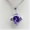 China 925 Silver Jewelry 7mmx9mm Oval Purple Cubic Zirconia Pendant Necklace (PSJ0207) wholesale