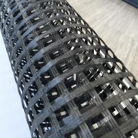 China 1m-6m Width Uniaxial Warp Knitting Polyester Geogrids Coated with High Strength PVC on sale