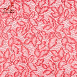 China Comfortable Pink Embroidered Lace Fabric Dimensional High Stability supplier