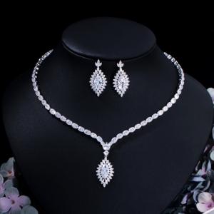 China Wholesale Jewelry Set CZ Pendant Necklace Crystal Cubic Zircon Necklace Earrings Jewelry Set necklace earrings For Women supplier
