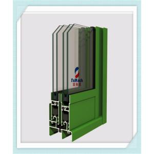 China Heat Insulation Aluminum Door Profile , Aluminium Glass Profile Green Color supplier