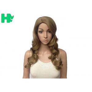 Deep Wave Long Synthetic Wigs Dark Blonde Lustrous With Highlight
