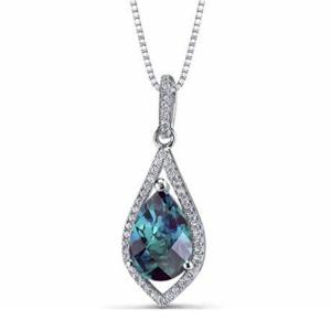 China Wholesale 925 Sterling Silver Jewelry Teardrop Women Necklace Lab Created Alexandrite Stone Pendant supplier