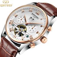 China Charm  3ATM leather strap skeleton automatic mechanical men wrist tourbillon watch on sale