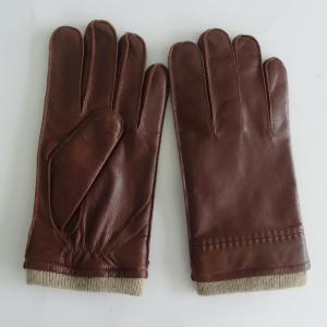 Classical Leather Shearling Gloves Leather Men Gloves Winter Knit Cuff
