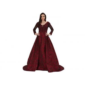 China Purplish Red Women Party Long Sleeve Evening Gowns / Vintage Nightdress supplier