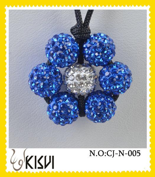 High quality guarantee white and blue flower handcrafted crystal jewelry