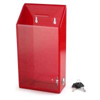 China Transparent Clear Plexiglass Donation Box With Lock And Key Floor Stand Charity Ballot Collection on sale