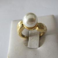 Charming Gold Plated Stainless Steel Pearl Rings Fashion Jewelry