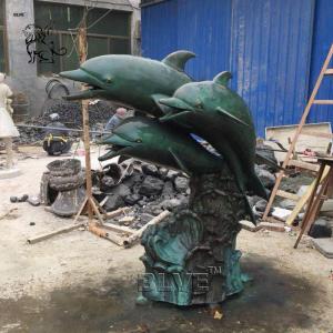 Bronze Dolphins Statue Garden Brass Animal Metal Sculpture Fountain Outdoor Decoration