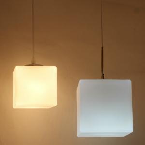 Modern Cubi Pendant Lamp milk white cubic glass cube Suspension Light（WH-MI-334）