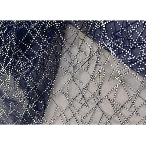 China Embroidery Royal Blue Sequin Lace Fabric For Wedding Dress Evening Gown supplier