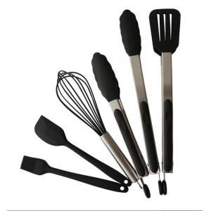 6pcs Kitchen Utensil Set Premium Silicone BPA Free Non-Stick Stainless Steel