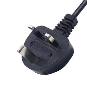 China Cabo de alimentação britânico preto 3 pin Plug to IEC 320 C13 AC Cable 10A 250V supplier