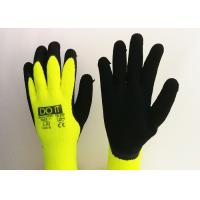 China Fluorescent Yellow Latex Palm Coated Gloves , Rubber Coated Gloves Knit Wrist Type on sale