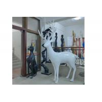 China Public Art Animal Statue Fiberglass White Deer Sculpture For Outdoor Decoration on sale