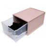 Pink Stackable Storage Shoe Boxes Fabric Plastic Drawer Organizer