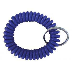 Plastic Wrist Coil Key Chain , Polyurethane Blue Spiral Wrist Key Chain