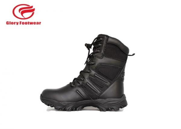 Black Mens Lace Up Genuine Leather Military Boots Water Resistant Fashion