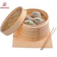 China Healthy 20cm Bamboo Steamer Basket For Kitchen on sale