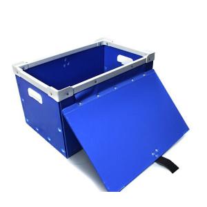 China Cajas plegables de plástico corrugado duradero, caja de almacenamiento de PP apilada Negro / Azul wholesale