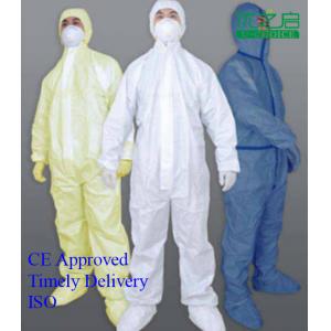 Zippered Waterproof Disposable Overalls , Safety White Disposable Overalls
